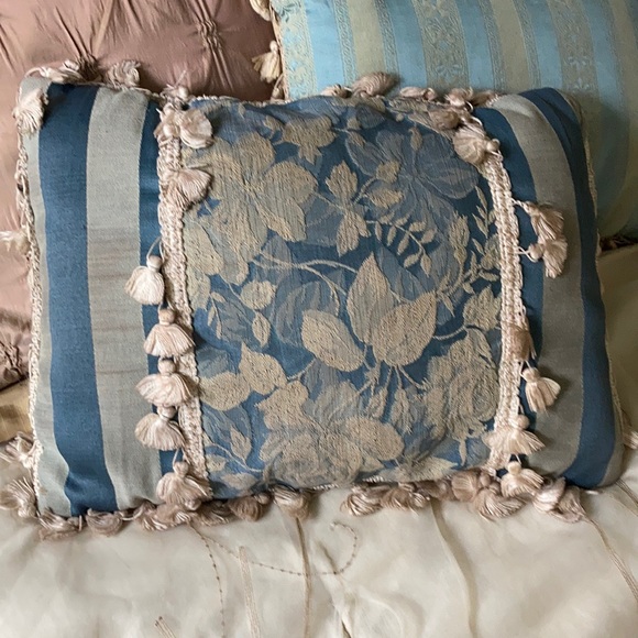 Two Pillow Bundle, Blue Tapestry, Tan Transitional - Picture 2 of 9